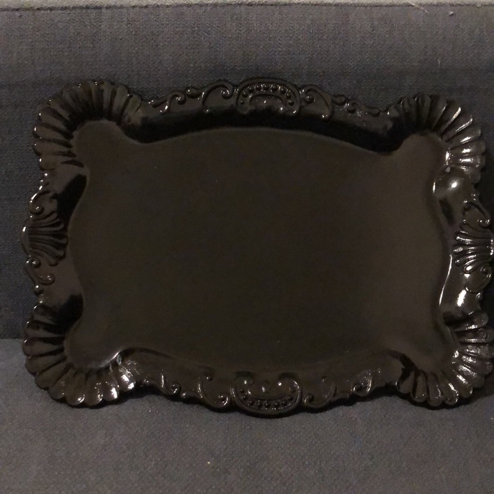 Black Amethyst Decorative Tray - Elegant Home Accent Glass